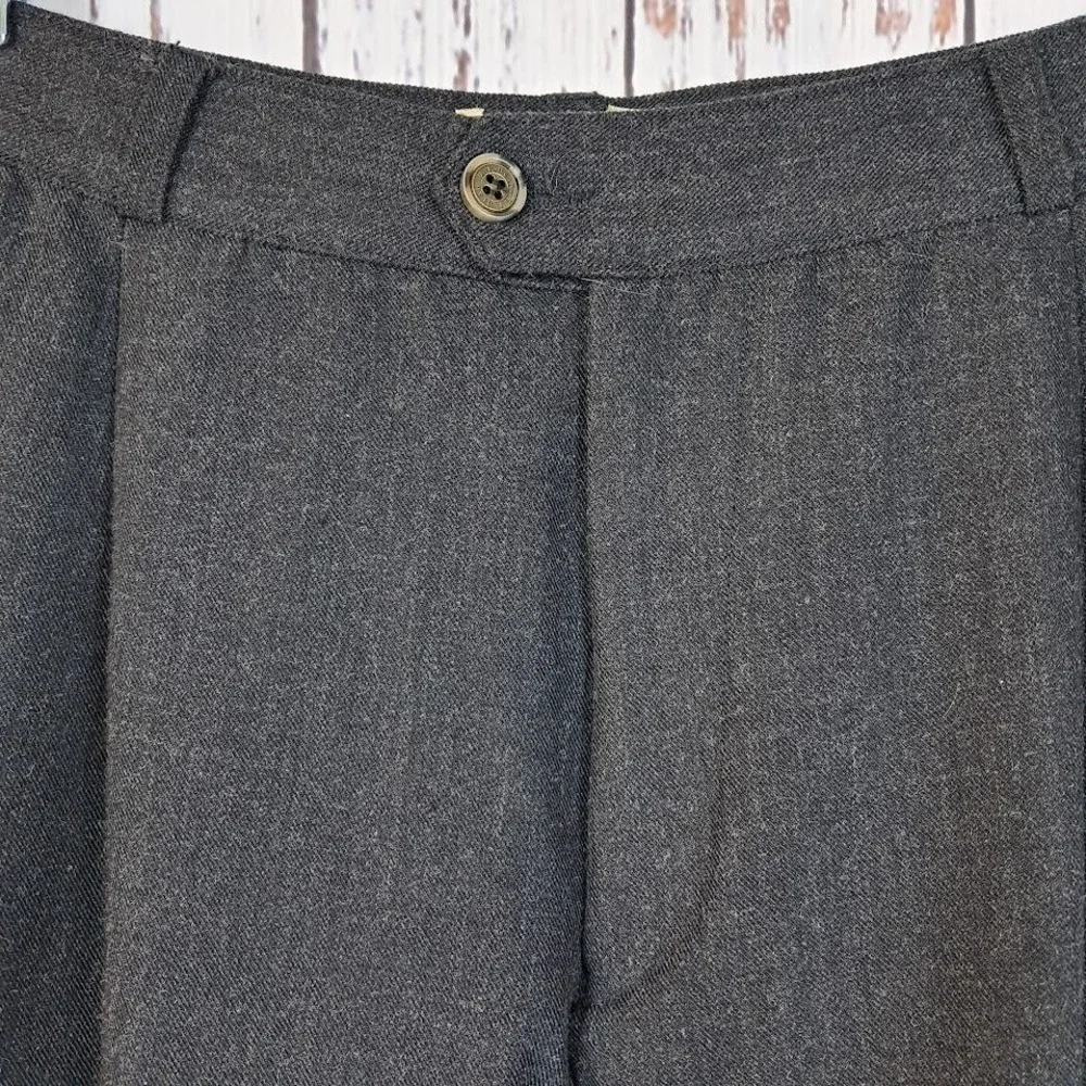 Vtg 80s LL BEAN Womens 10P Charcoal Gray‎ Wool Stirrup Pants Pleated Classic